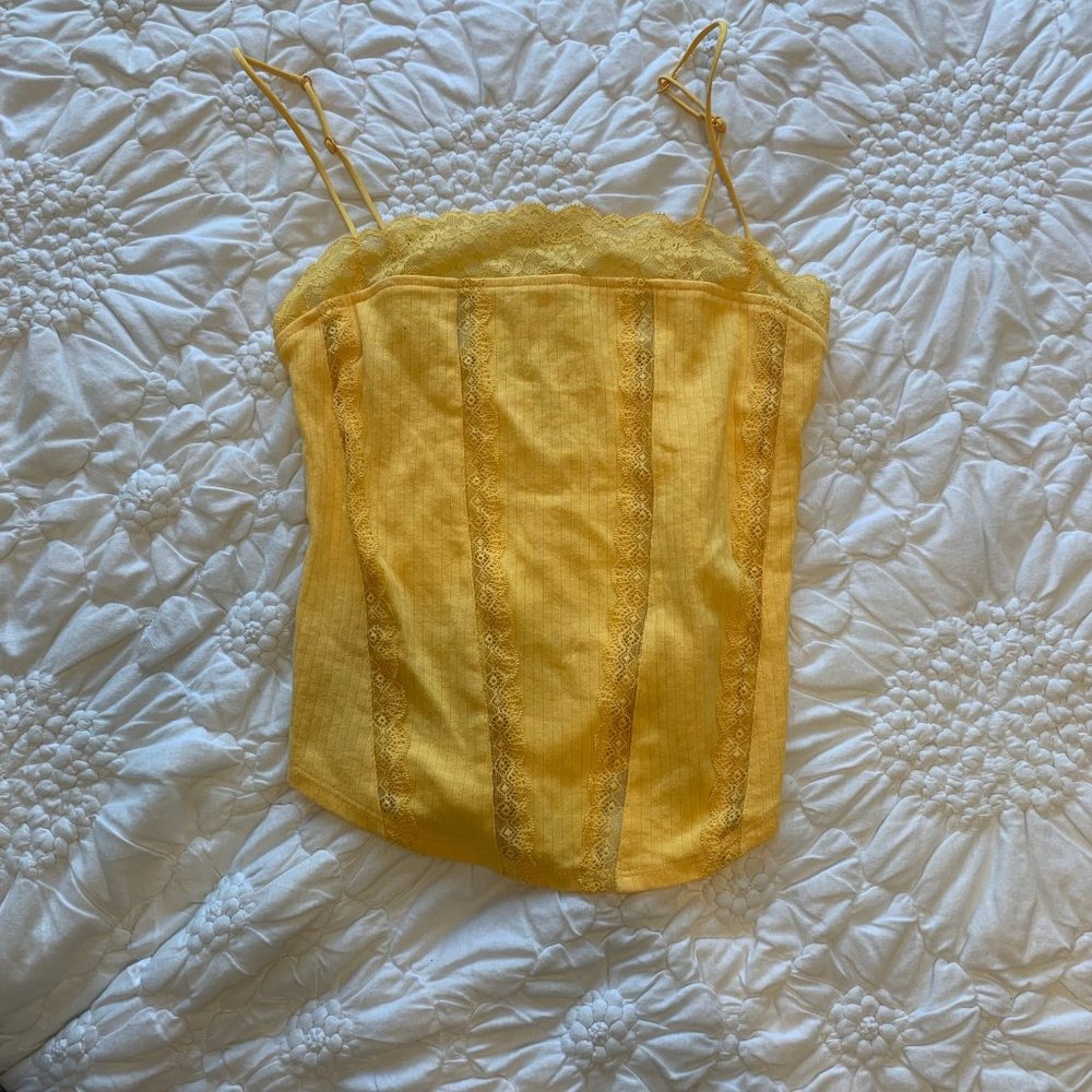 Free People Yellow Lace Cami